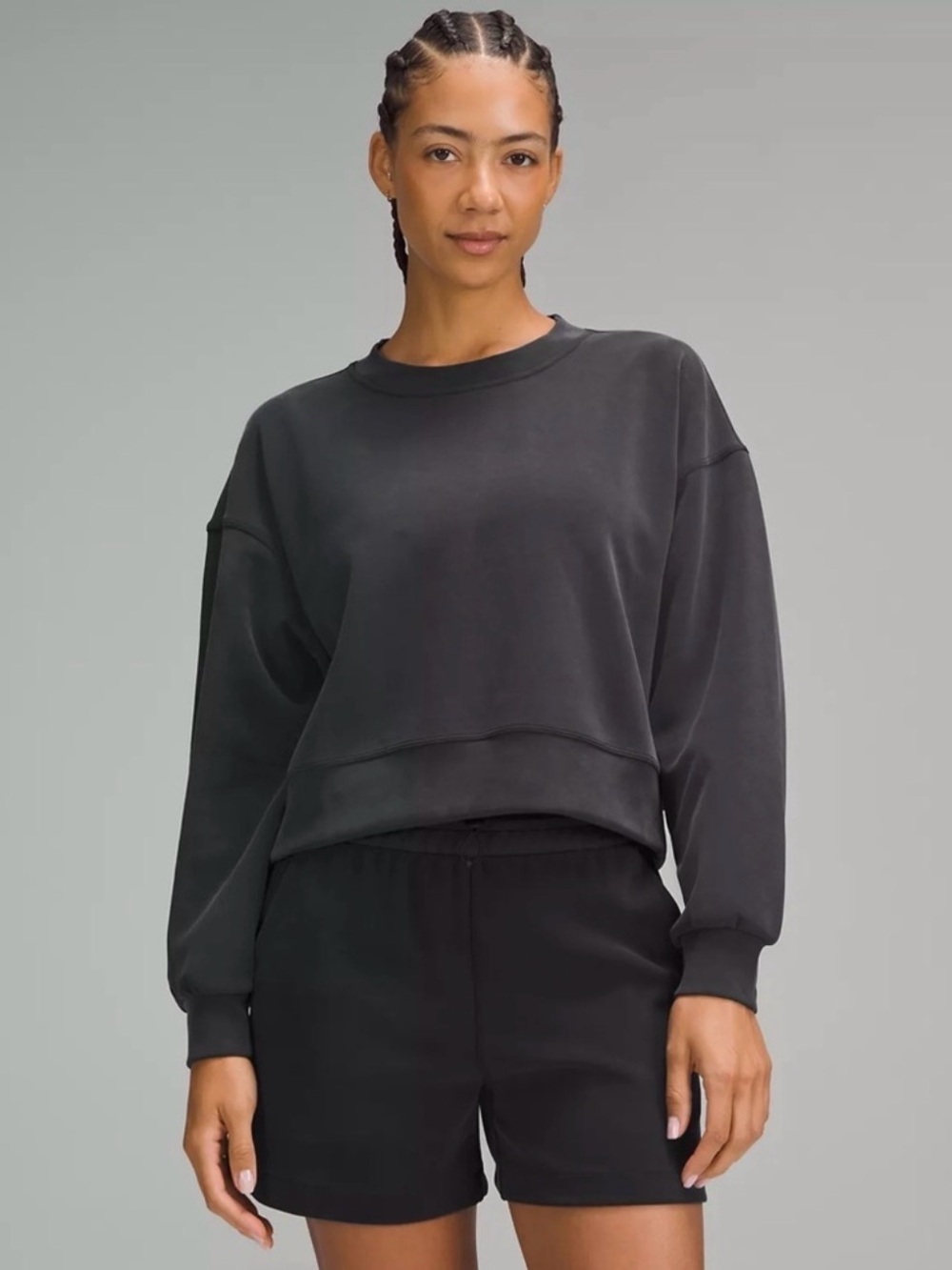 lululemon Softstreme Perfectly Oversized Cropped Crew Black Size 8